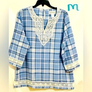 LADIES BLUE & WHITE COTTON TOP